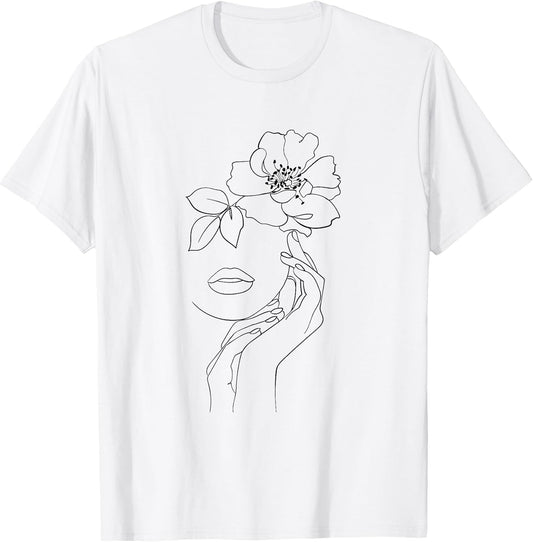 Line Art Aesthetic Face Minimalist Abstract Novelty T-Shirt