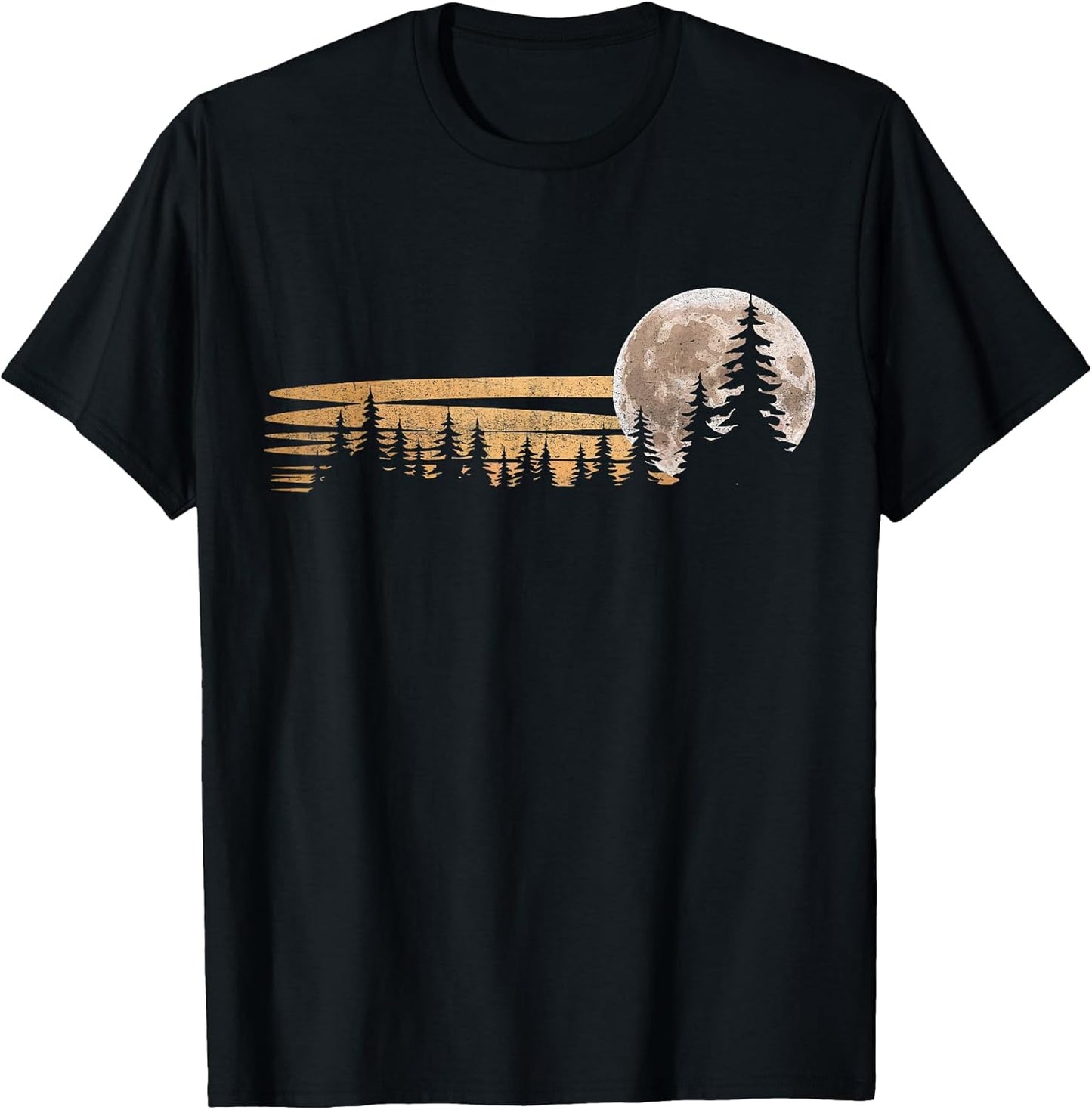 Retro Moon Forest Nature Lover Minimalist Aesthetic Scene T-Shirt
