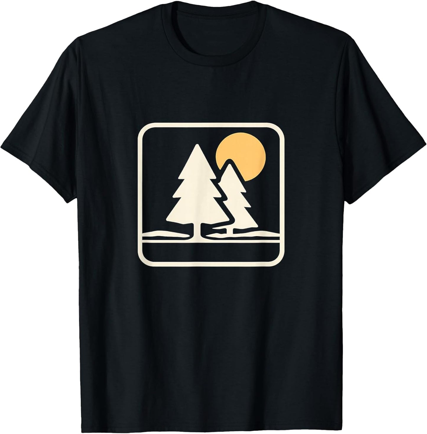 Minimalist Forest Pine Trees Sunset Graphic T-Shirt T-Shirt