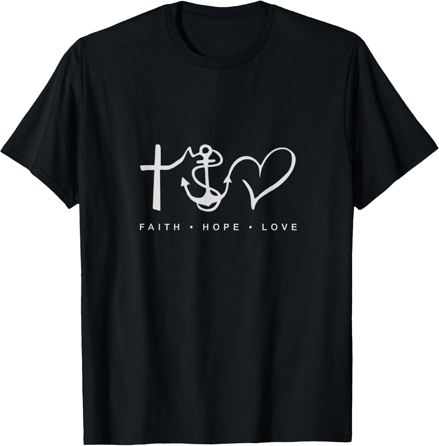 Collection Faith Hope Love Minimalist Design Anchor Heart T-Shirt