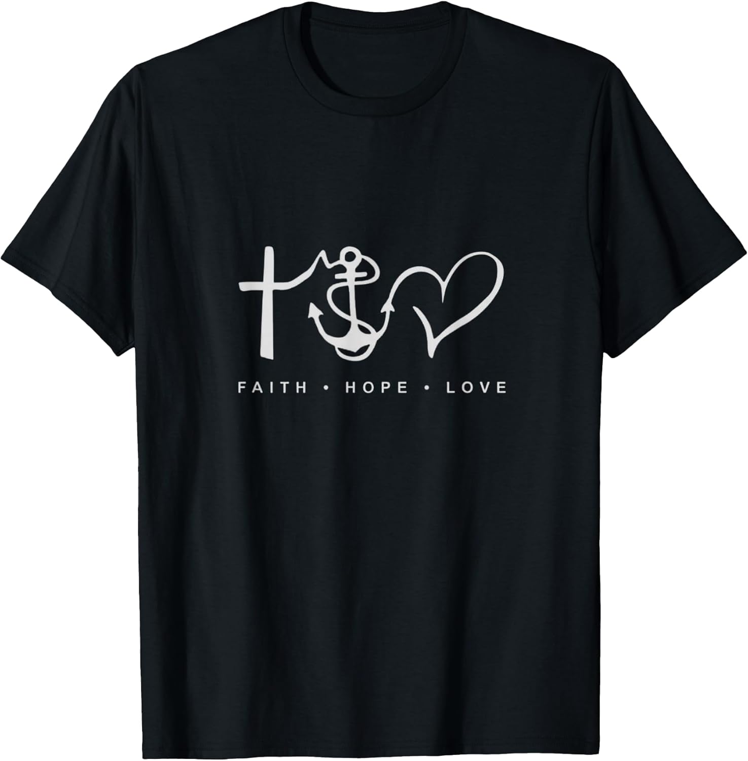 Collection Faith Hope Love Minimalist Design Anchor Heart T-Shirt