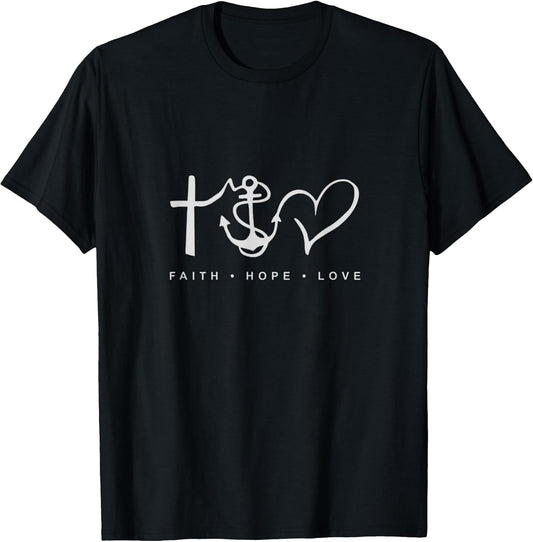 Collection Faith Hope Love Minimalist Design Anchor Heart T-Shirt