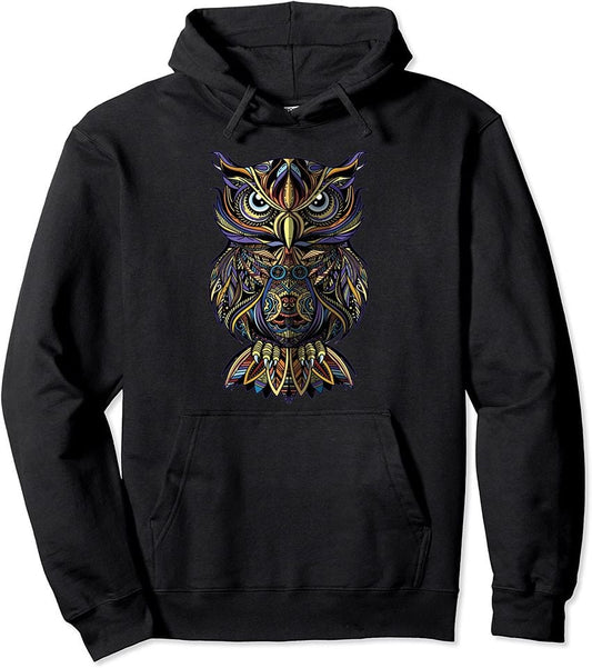 Angry Owl Hoodie  Geometric owl artistic wise angry nocturnal bird Pullover