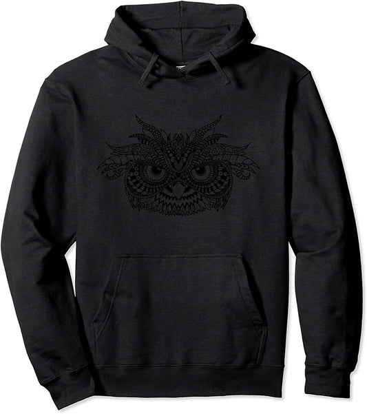 Angry Owl Hoodie Eyes Owl Bird Mandala Artwork Pullover