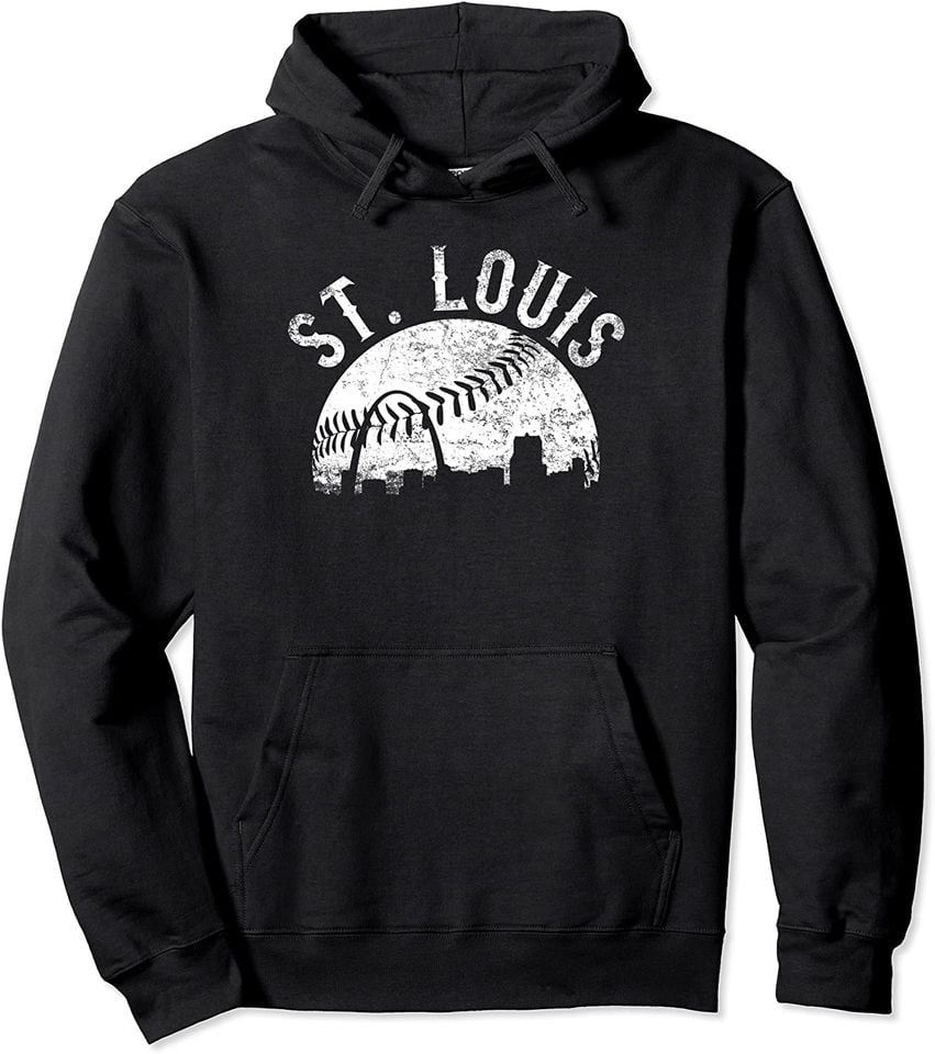 Mens Vintage St Louis Skyline Womens STL Baseball Pullover Hoodie