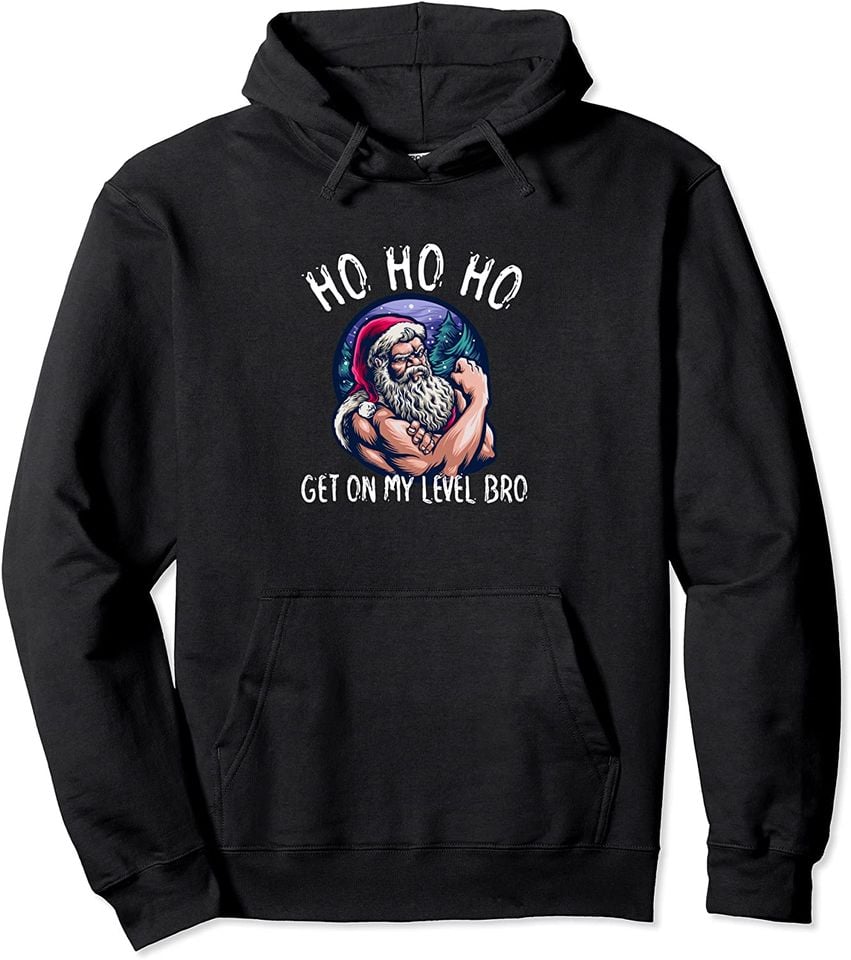 Funny Ho Ho Fit Weight Lifting Santa Claus Gym Clothes Men Pullover Hoodie