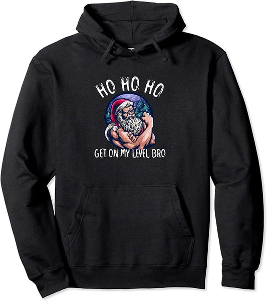 Funny Ho Ho Fit Weight Lifting Santa Claus Gym Clothes Men Pullover Hoodie