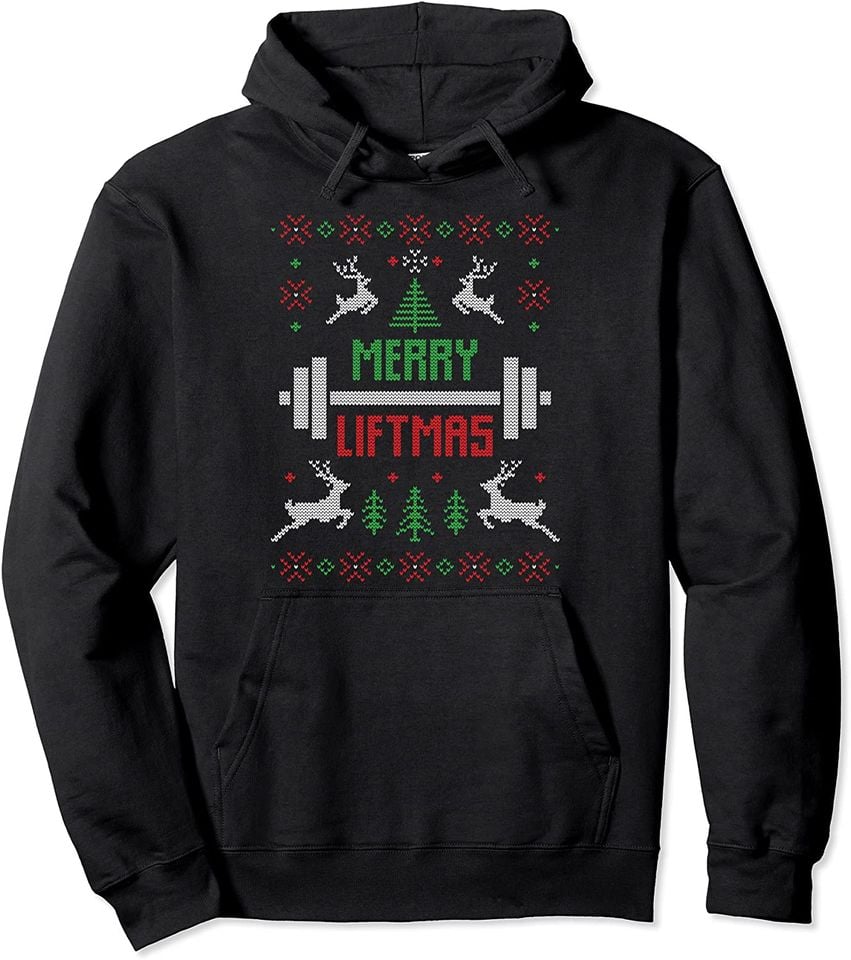 Merry Liftmas Ugly Christmas Pullover Hoodie