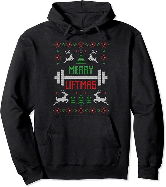 Merry Liftmas Ugly Christmas Pullover Hoodie