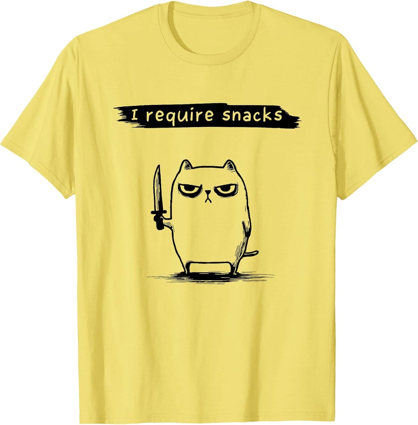 Funny Cat Meme I Require Snacks Design Men Women Kids T-Shirt