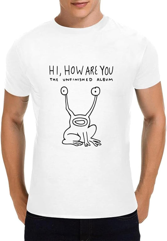 Minimalist Cotton T-Shirt Frog Men's Graphic tee Shortsleeve T-Shirt Hi How are You Album Cover Trendy Loose Fit