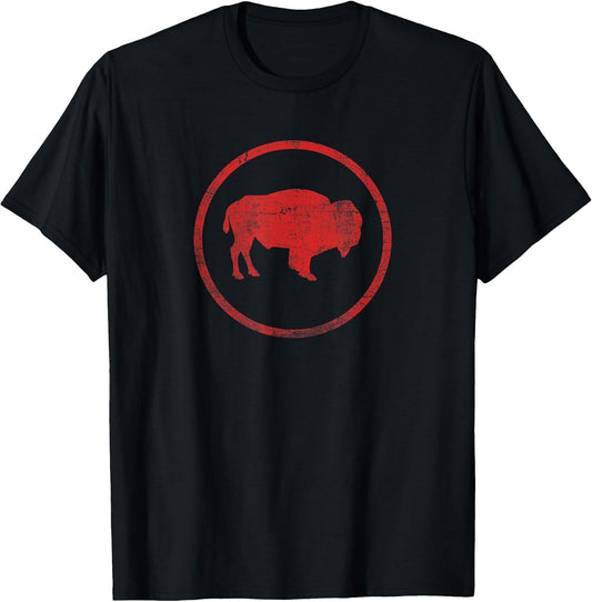 Vintage Retro Bison American Buffalo Simple Minimalist T-Shirt