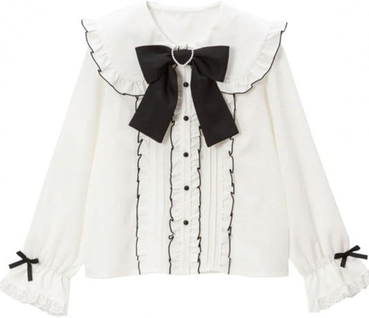 Jirai Kei Lolita Fashion Cutecore Clothes Kawaii Clothing Blouse Goth Shirt Women Lace Mesh Sheer Long Sleeve Blouse