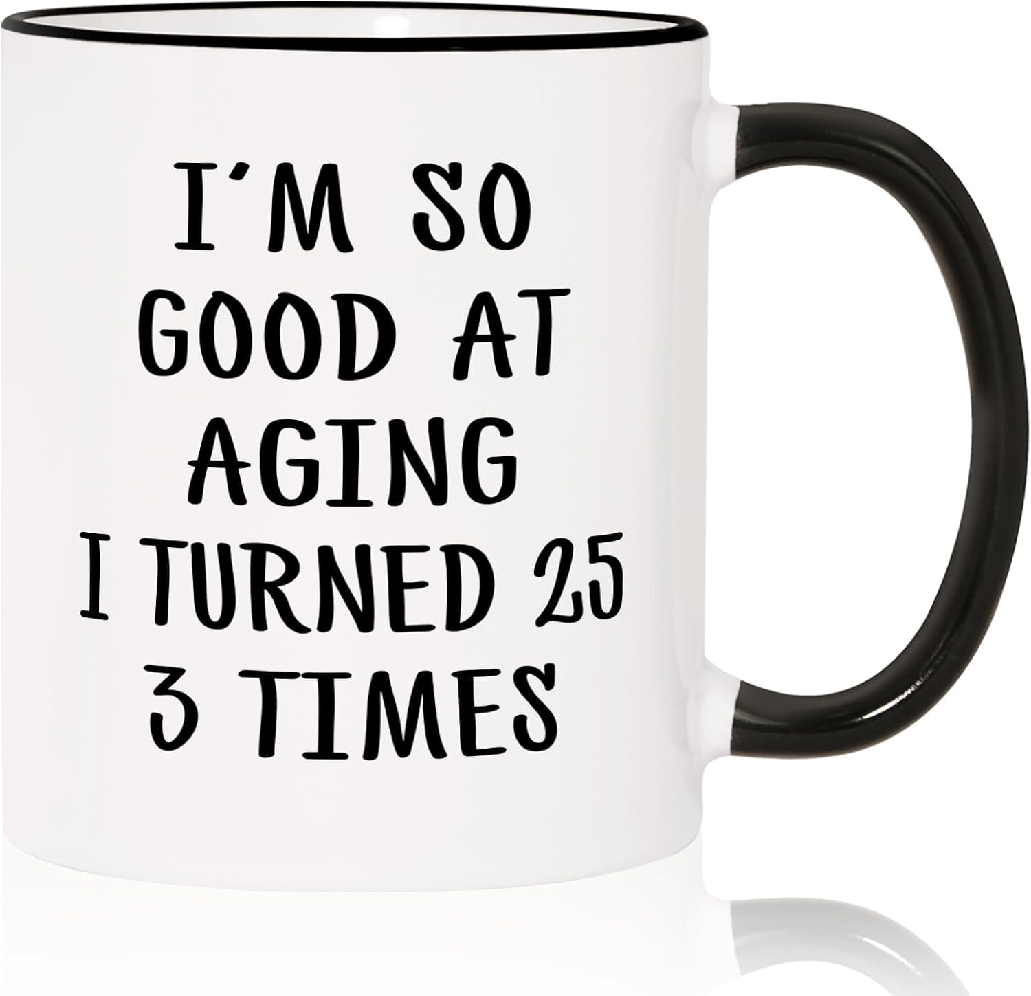 Aurahouse 75th Birthday Gifts for Women Men, Funny 75th Birthday Decoration Mug, 75 Year Old Birthday Gifts for Women Men Mom Dad Papa Aunt Grandma Grandpa, Turned 25 3 Times Coffee Cup