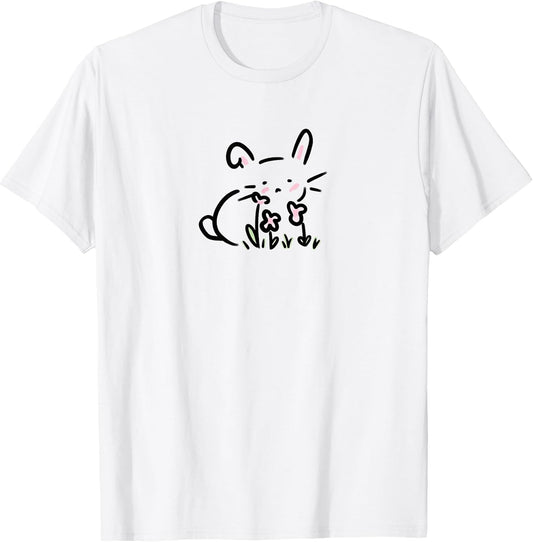 Y2K Cute Kawaii Coquette Bunny and Flowers T-Shirt
