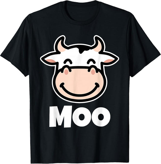 Cute Moo Farm Animal Bovine Lover Kids Funny Kawaii Cow T-Shirt