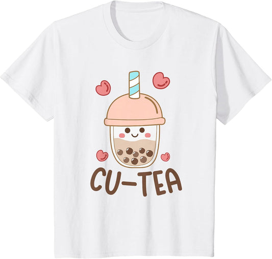 Cute Kawaii Boba Bubble Tea Cu-Tea Toddler Boys Girls T-Shirt