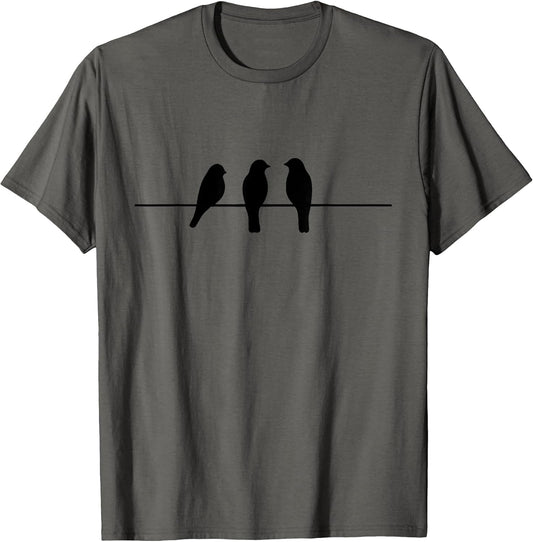 Three Birds on a Wire Minimalist Silhouette Gift Idea T-Shirt