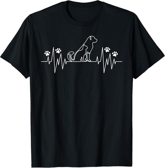 line art veterinary apparel heartbeat cat and dog