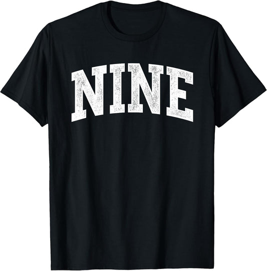 Nine Minimalist 9th Birthday Design 9-Year-Old T-Shirt