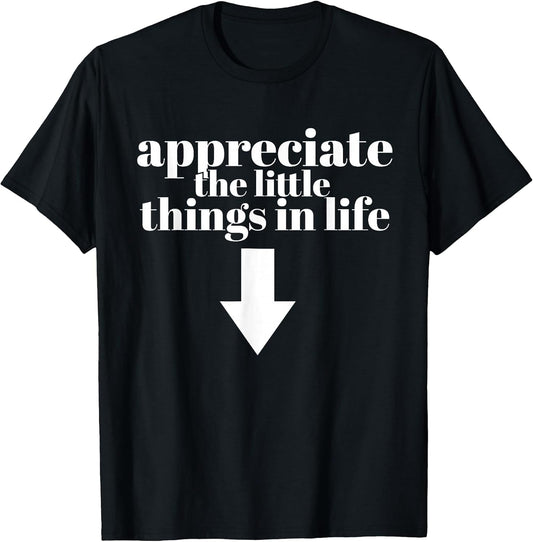 Appreciate The Little Things in Life Arrow Funny Adult Joke T-Shirt