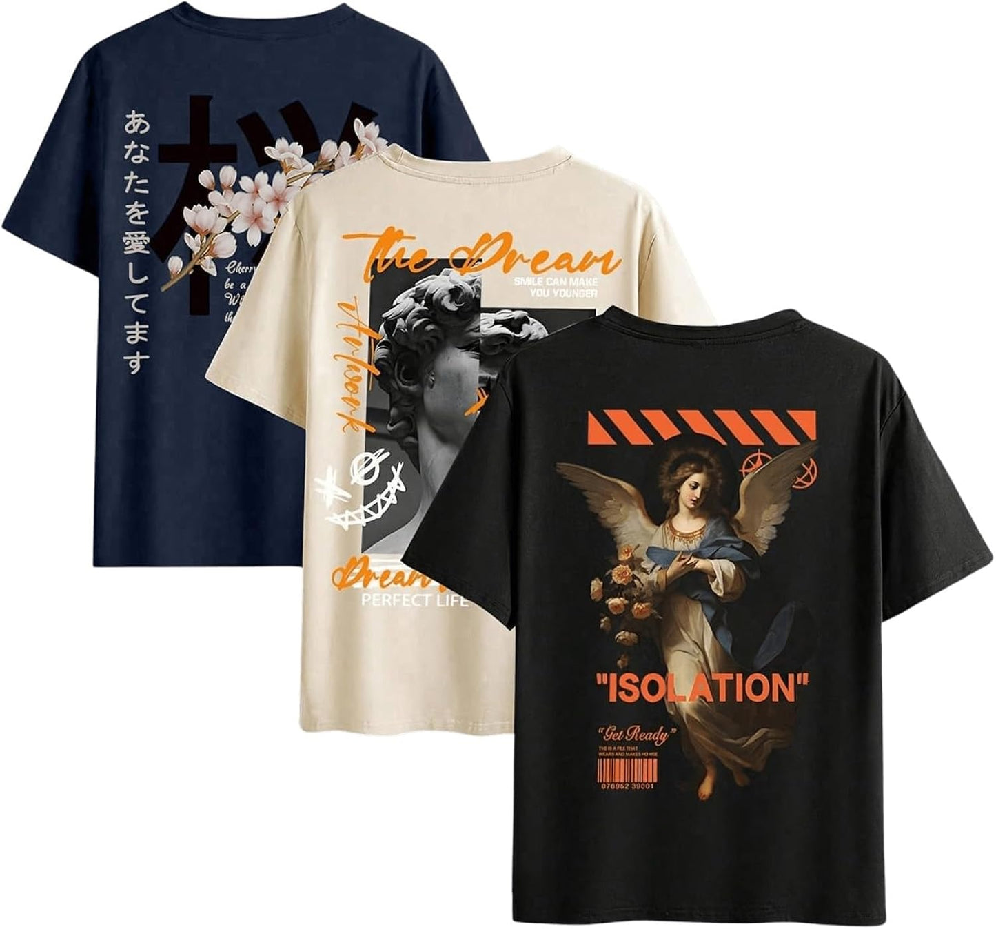 Men's 3 Pack Y2K Graphic Casual Tees Short Sleeve Y2K Crew Neck Summer T-Shirts Top