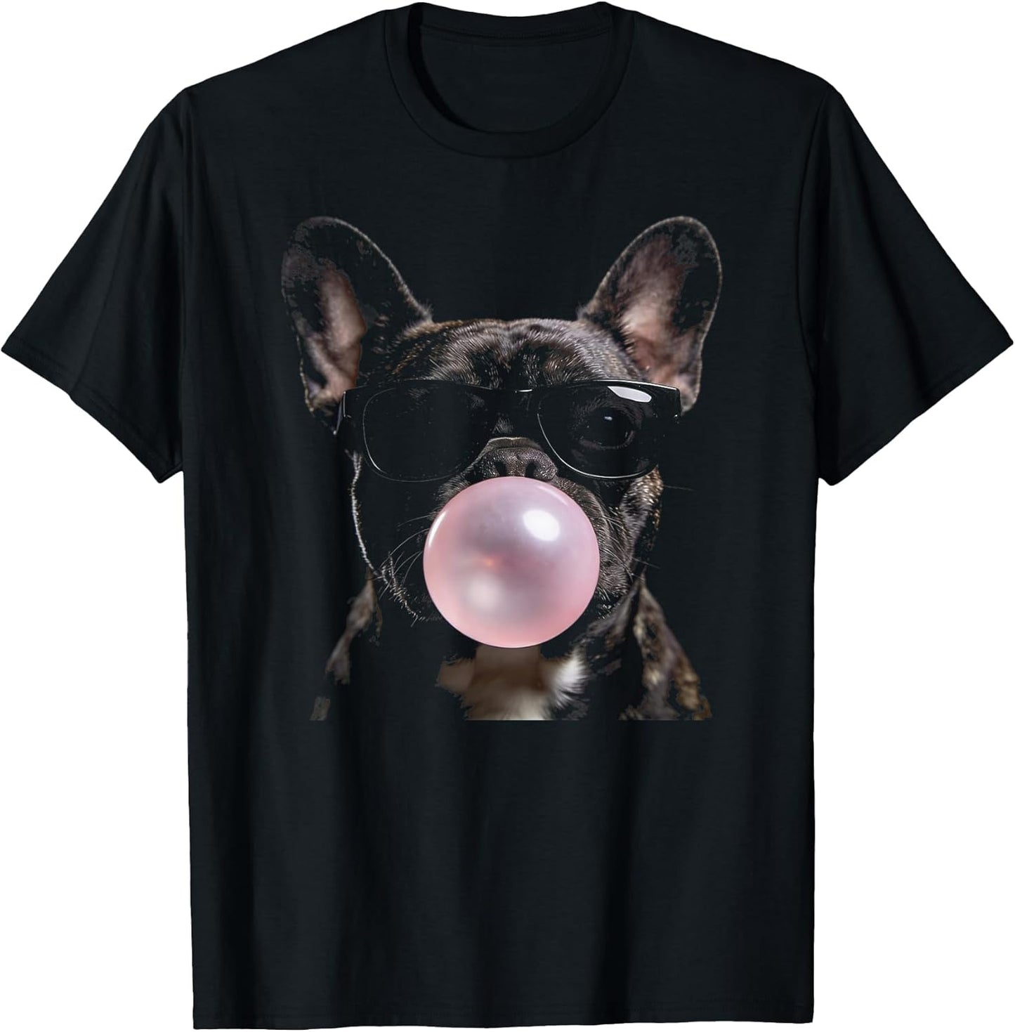 Funny French Bulldog Blowing A Bubble Sunglasses Urban Cool T-Shirt