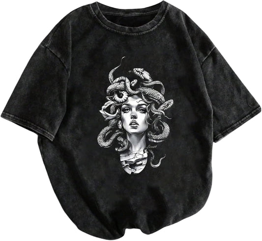 Women's Graphic Grunge Vintage T Shirts Short Sleeve Summer Cool Tops Hip Hop Outfit Streetwear
