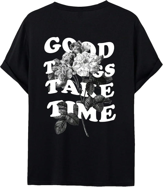 Men's Novelty Casual Letter Graphic Crewneck T-Shirt Half Sleeve Oversized Tee Top
