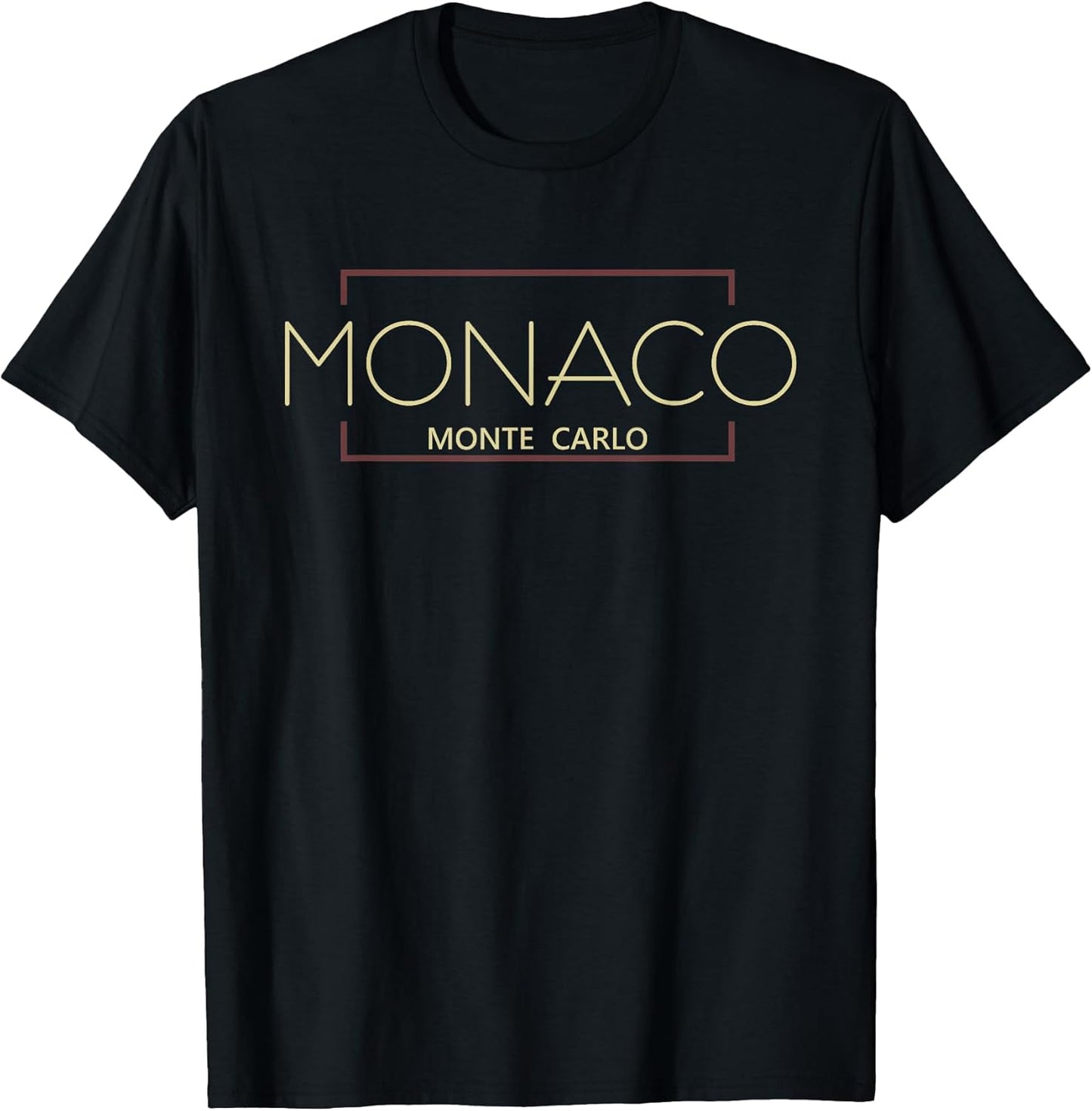 Monaco Monte Carlo Minimalist Modern Unisex-Adults Black Short Sleeve Crew Neck T-Shirt