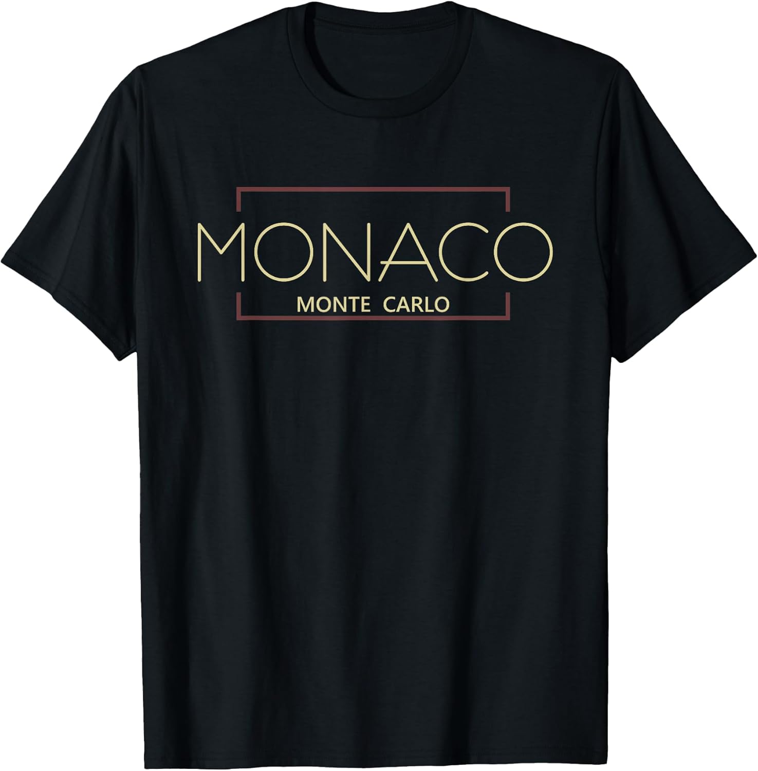 Monaco Monte Carlo Minimalist Modern Unisex-Adults Black Short Sleeve Crew Neck T-Shirt