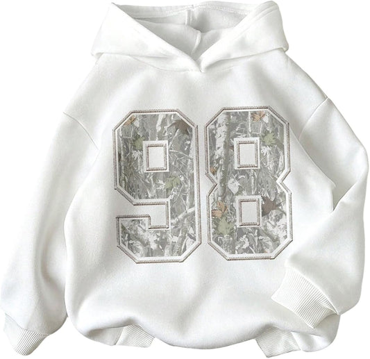 Girl's Preppy Letter Graphic Hoodie Hooded Long Sleeve Sweatshirts Cute Pullover Tops