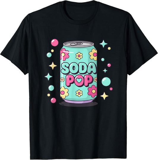 Soda Pop Kids Cute Floral Can Retro Pop Art Soda Pop T-Shirt