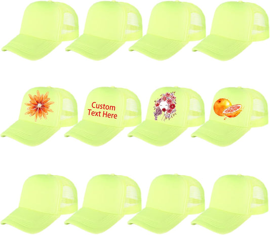 12 Pack Trucker Hat Summer Mesh Sublimation Blank Hats Adjustable Snapback Baseball Hats for Men Women
