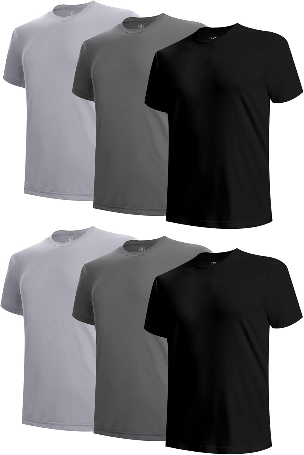 Men's Undershirts Moisture Wicking Crewneck T Shirts, Breathable Stretch Soft Tees for Men, 6 Pack
