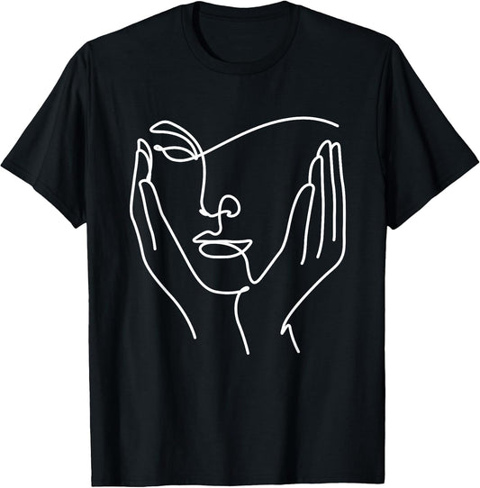 Aesthetic Line Art Woman Abstract Fashion Minimalist Drawing T-Shirt