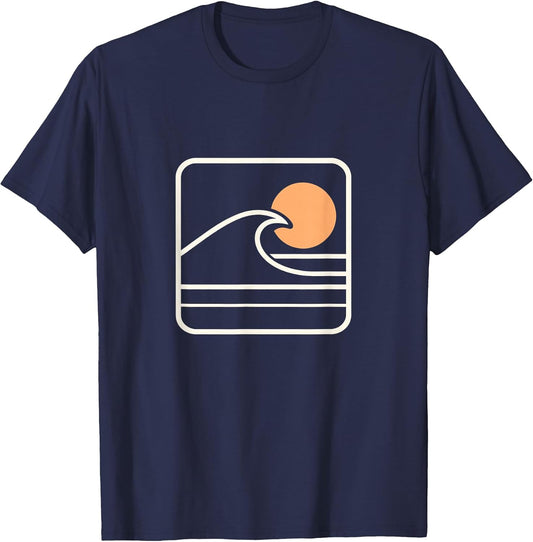 Retro Ocean Wave Sunset Surf Beach Minimalist T-Shirt T-Shirt