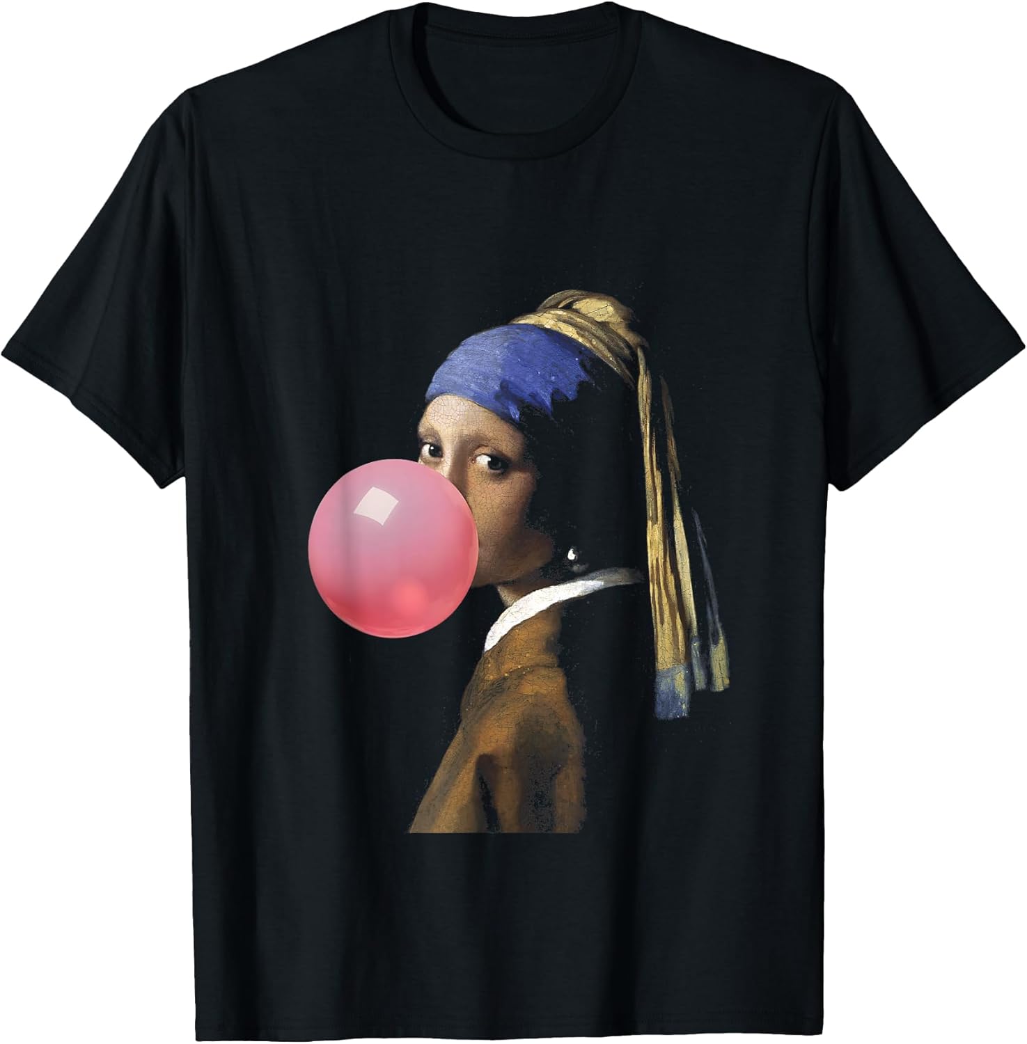 Johannes Vermeer's Girl Pearl Earring & Bubble Gum Pop Art T-Shirt