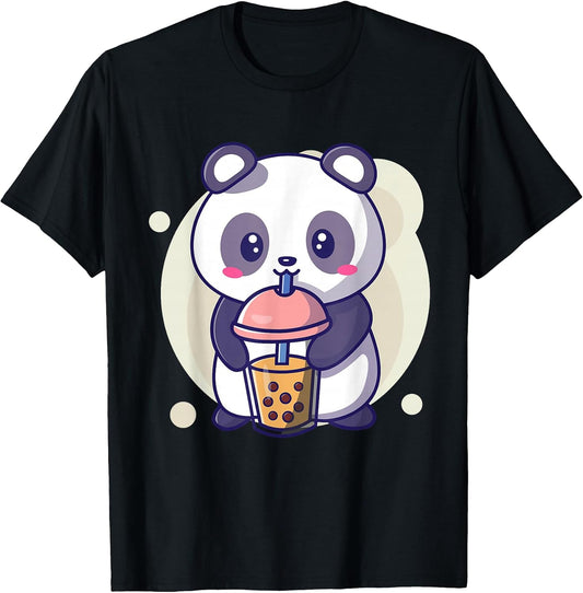 Cute Kawaii Panda Drinks Boba Bubble Tea Kawaii Aesthetic T-Shirt