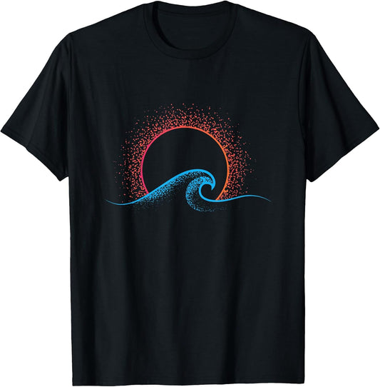 Boho Minimalist Sun Ocean Wave Art Summer Theme T-Shirt