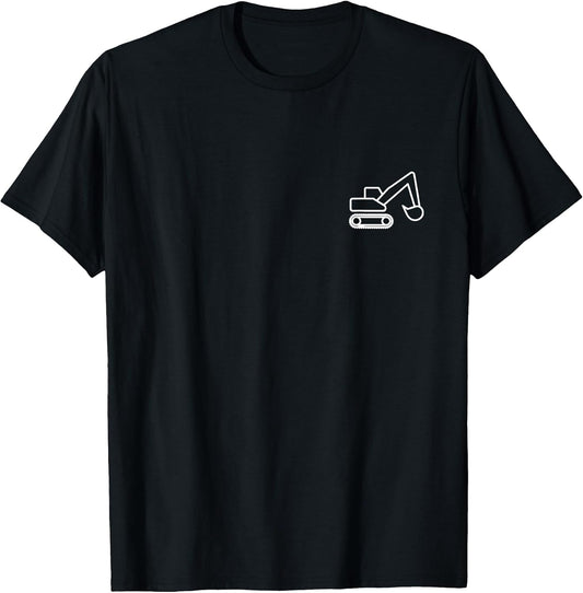 Minimalist Excavator Pocket Badge Icon Construction T-Shirt