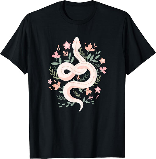 Aesthetic Graphic Tees Mystical Snake Flower Pastel Goth T-Shirt