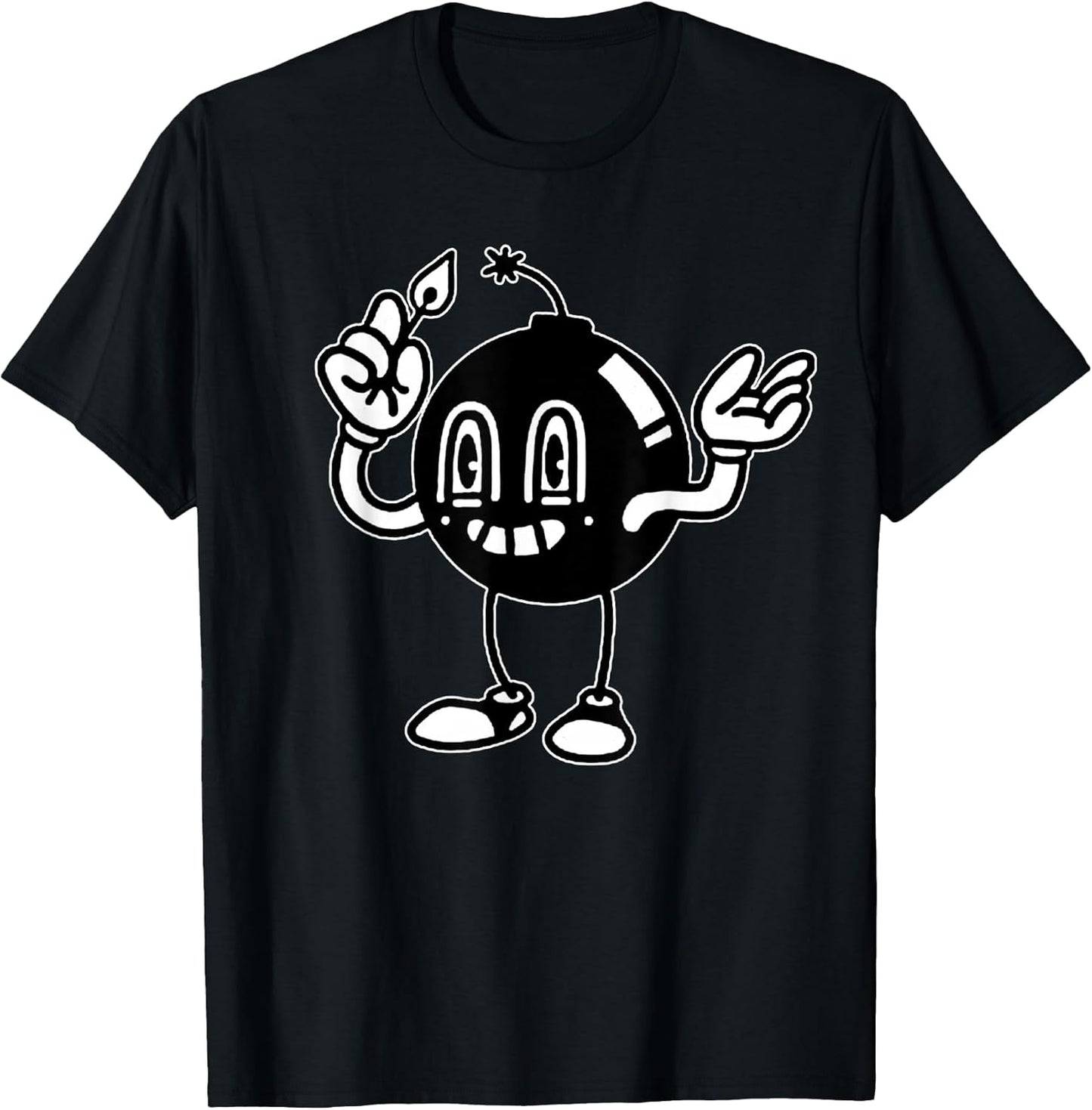 Ticking Time Bomb Cartoon Minimal T-Shirt, Small