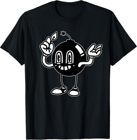 Ticking Time Bomb Cartoon Minimal T-Shirt, Small