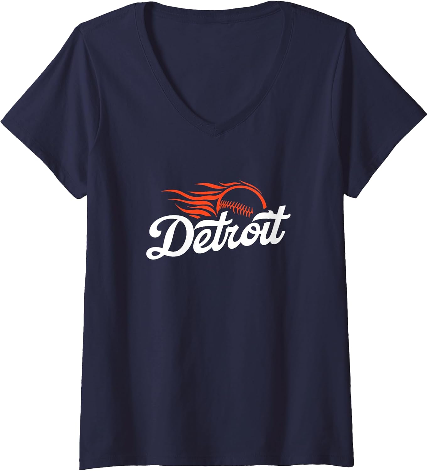 Womens Detroit Baseball Vintage Minimalist Retro Baseball Lover V-Neck T-Shirt