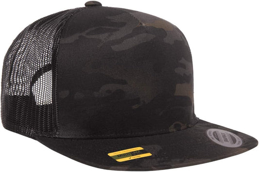 Yupoong 5-Panel YP Classic Trucker Cap | High Profile Flat Visor Snapback | OSFM | Bulk Packs Available