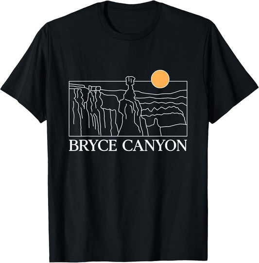 Bryce Canyon National Park Utah Minimalist Line Art Retro T-Shirt