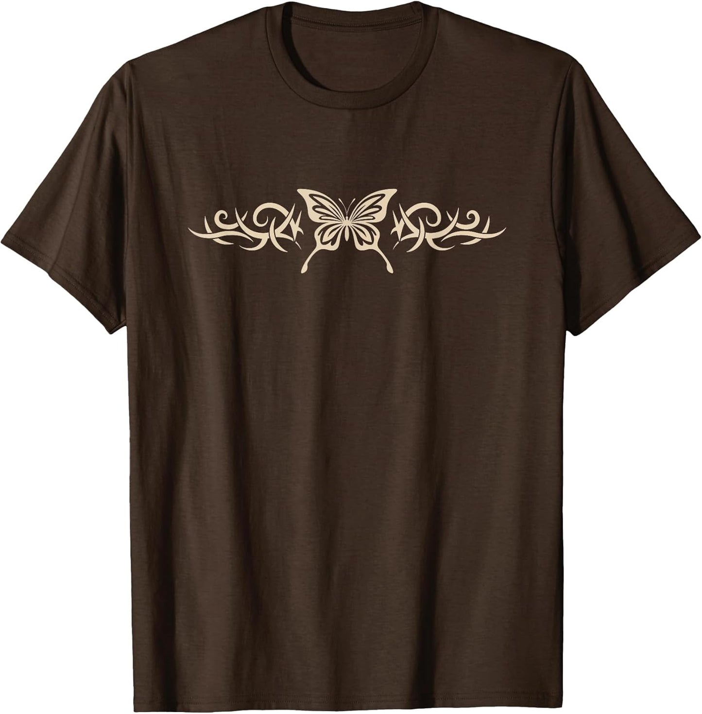 Brown Butterfly Tattoo Fairycore Dark Grunge y2k Aesthetic Short Sleeve T-Shirt