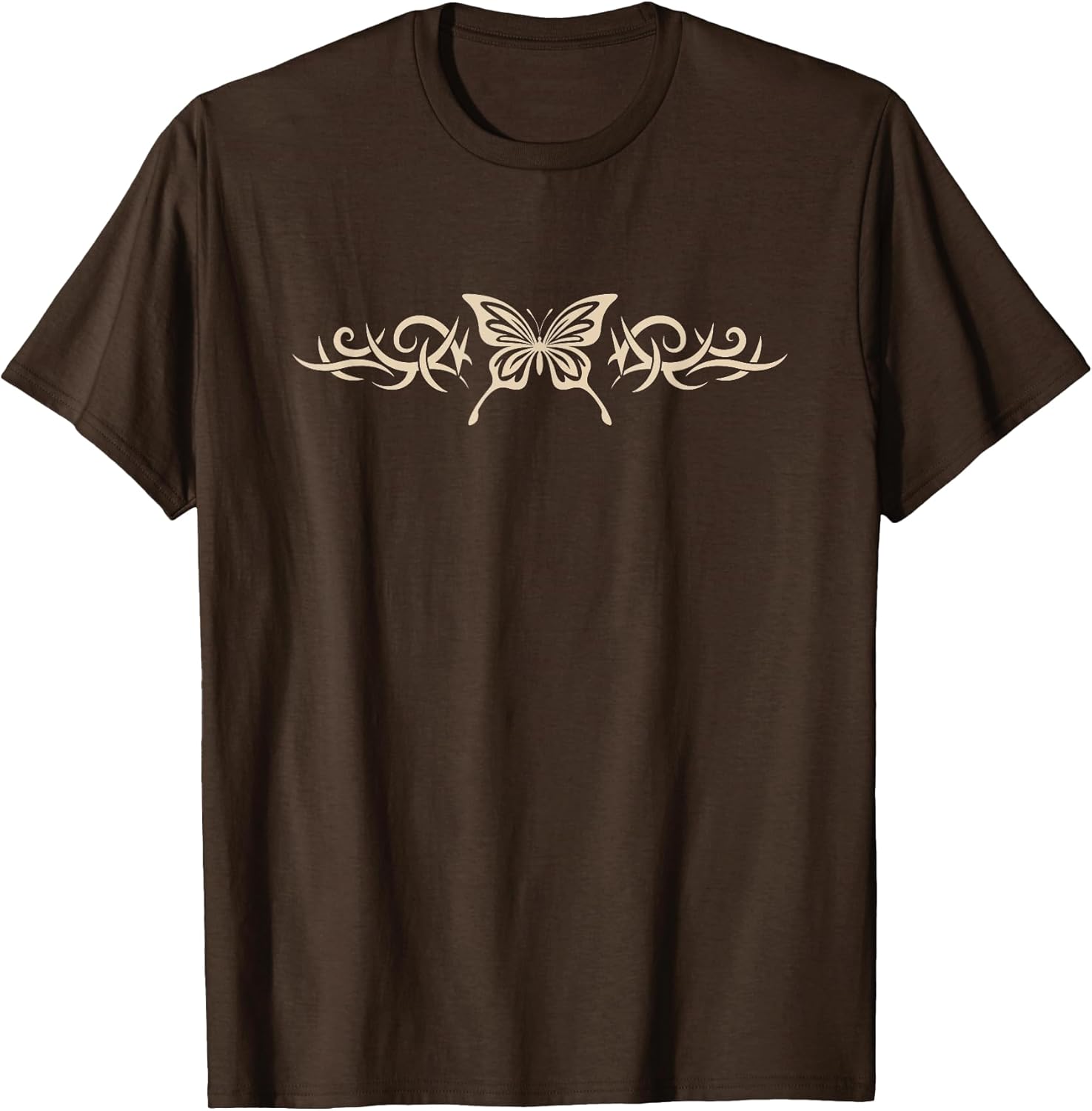 Brown Butterfly Tattoo Fairycore Dark Grunge y2k Aesthetic Short Sleeve T-Shirt