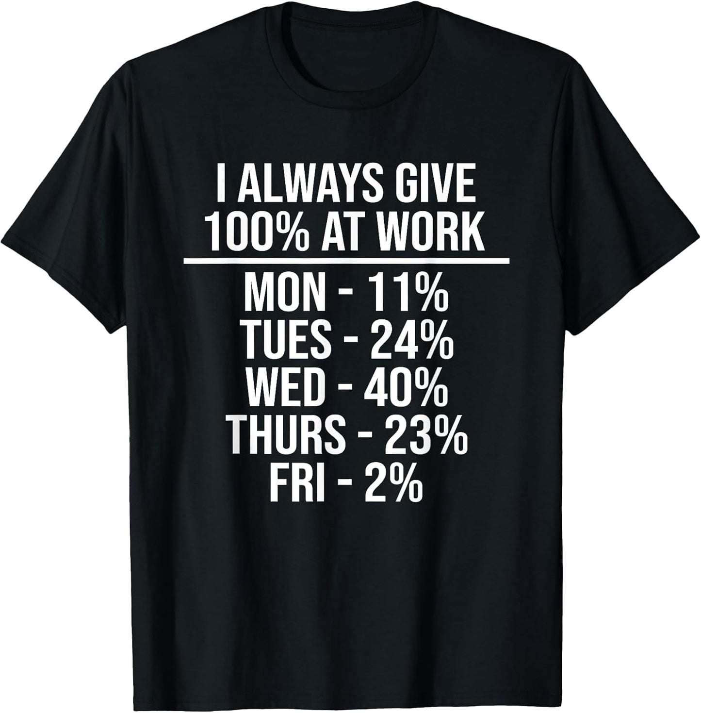 I Always Give 100% at Work Funny Work Quotes Humor Sarcastic T-Shirt